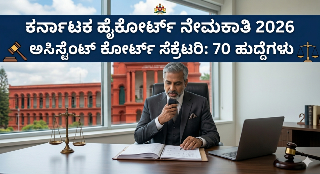 High Court of Karnataka Recruitment 2026 Assistant Court Secretary 70 Vacancy Details in Kannada